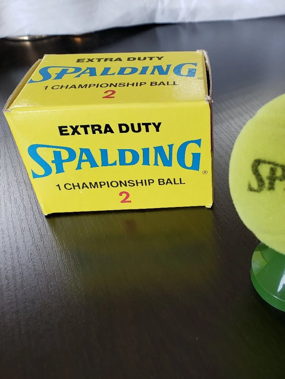 AVON 1970's Mixed Doubles Green Flocked Glass Spalding Tennis Ball EMPTY w Box